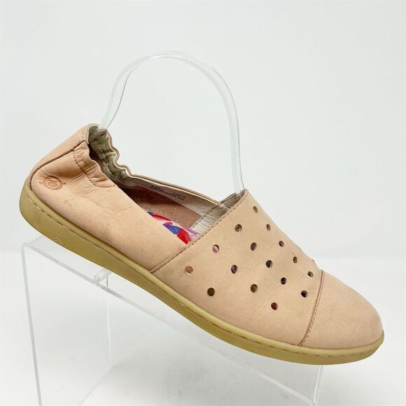 Born Women's Light Pink Perforated Leather Slip-On Loafers Size 8.5 Casual Flats - Picture 1 of 14
